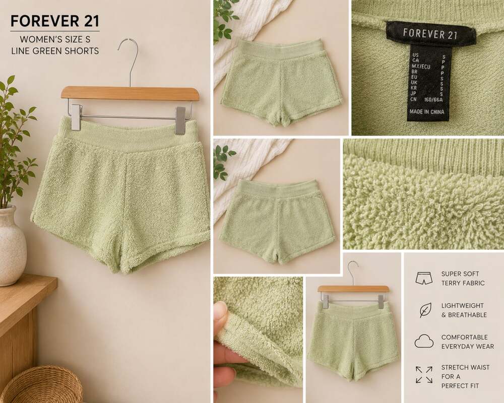 Forever 21 Women's Lime Green Terry Cloth Lounge Shorts Size S